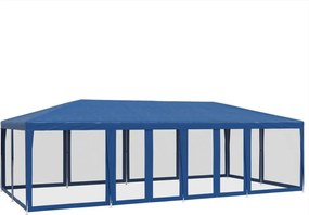 Kék HDPE rendezvénysátor 12 hálós oldalfallal 8 x 4 m