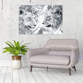 Kép - Rajzolt oroszlánfejek (90x60 cm)