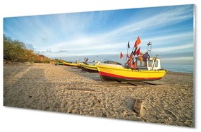 Üvegképek Gdańsk Beach csónak tenger 100x50 cm
