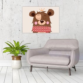 Üveg kép - Teddy maci piros sállal (70x50 cm)