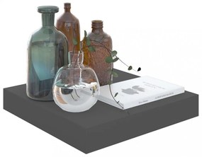 magasfényű szürke MDF lebegő fali polc 23 x 23,5 x 3,8 cm