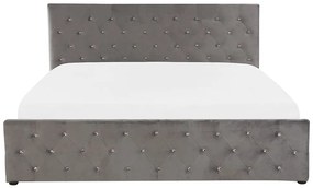 Franciaágy 160 cm AMESIA (szürke) (ágyráccsal és tárolóhellyel). 1023467