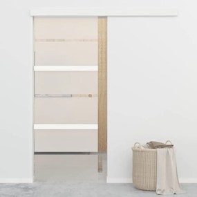 vidaXL ezüstszínű ESG üveg és alumínium tolóajtó 76 x 205 cm
