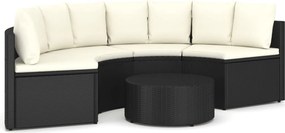 vidaXL 5 részes fekete polyrattan kerti kanapészett párnákkal