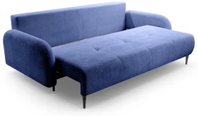 Ággyá alakítható, kárpitozott, háromszemélyes CLOUDY kanapé – kék