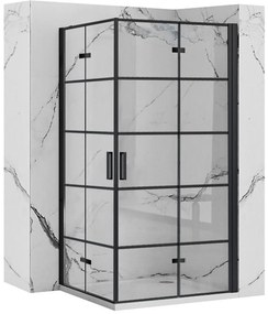Rea Molier Double, zuhanykabin összecsukható ajtóval 100 (ajtó) x 100 (ajtó), 6mm átlátszó üveg, fekete profil, KPL-K12013