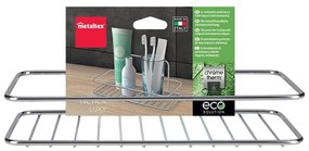 Fényes ezüstszínű függő öntapadós acél fürdőszobai polc Luxy – Metaltex