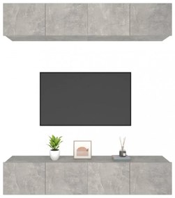4 db betonszürke szerelt fa fali TV-szekrény 80 x 30 x 30 cm