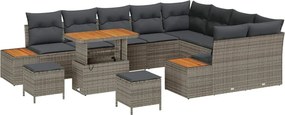 vidaXL Kerti Kanapé Szett párnával tárolóval 12 pcs Szürke Poli rattan