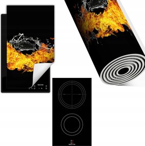 Indukciós Védőszőnyeg Konyhapult 30x52 fekete tűz