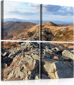 Vászonkép 50x50 Hegyi táj természet Kárpátok ősz hegyek sziklák ég felhők