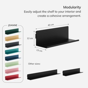 Fali polc JOANNE 400 mm, fekete