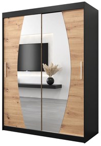 Ruhásszekrény 150 cm Eclipse (matt fekete + artisan tölgy). 1063405