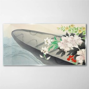 Üvegkép Virágos csónak virágok víz