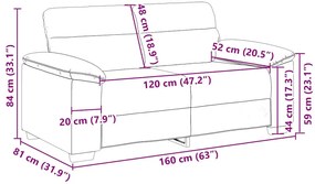 2 üléses vászon kanapé 120 cm