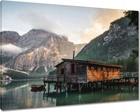 Vászonkép 100x70 Hegyi kikötő Csónakok