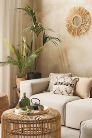 Rattan Dohányzóasztal Világos Fa Színben ⌀ 84 cm LIMNI Beliani