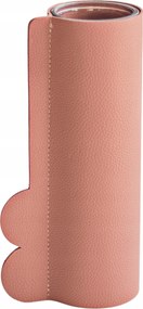 Váza bőr borítással, halvány rózsaszín 21 cm