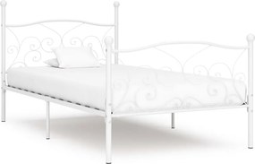 vidaXL fehér fém ágykeret lécezett ágyráccsal 90 x 200 cm