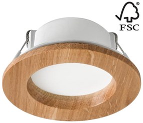 Lamkur LED Beépíthető lámpa WOODY SPOT LED/5,5W/230V 4000K tölgy ø 10 cm LA51796