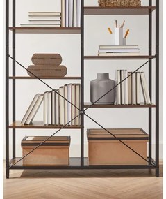 NAVARO könyvespolc barna/fekete