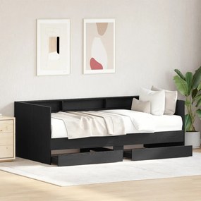 Nappali ágy fiókokkal Beton szürke 90x200 cm Műanyag fa