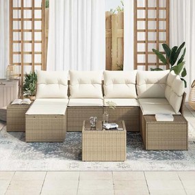 Kerti Kanapé Szett 7 pcs bézs és krémszínű 264 x 154 x 85 cm