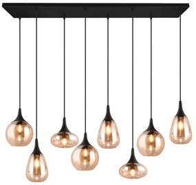 Fekete-narancssárga függőlámpa üveg búrával Lumina – Trio