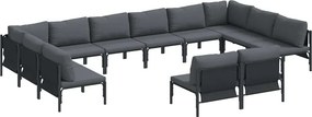 vidaXL Kerti Kanapé Szett párnával 12 pcs Fekete Acél