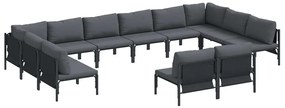 vidaXL Kerti Kanapé Szett párnával 12 pcs Fekete Acél