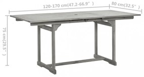 tömör akácfa kerti étkezőasztal (120-170) x 80 x 75 cm