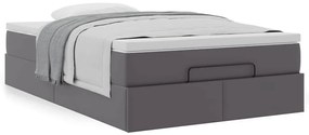 Ottomán ágykeret matraccal Szürke 120x190 cm műbőr 120x190 cm