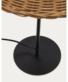 Fekete-natúr színű asztali lámpa rattan búrával (magasság 50 cm) Urania – Kave Home