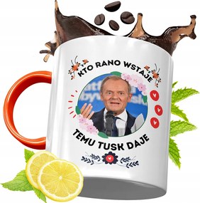 Donald Tusk Narancssárga Bögre Ajándék, fényképes nyomattal