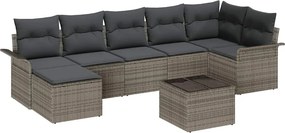 vidaXL Kerti Kanapé Szett párnával 8 pcs Szürke Poli rattan