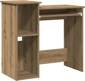 vidaXL kézműves tölgy szerelt fa íróasztal polcokkal 84x40x78 cm