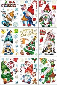 Karácsonyi ablakmatrica öntapadós manó motívummal 9 lap