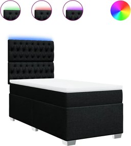 vidaXL fekete szövet rugós ágy matraccal 100 x 200 cm
