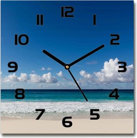 Csendes üveg falióra Seychelle-szigetek tengerpart 30x30 cm