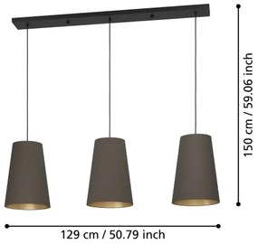 Eglo 390196 - Csillár zsinóron PETROSA 3xE27/40W/230V barna