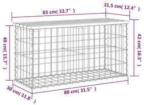 tömör fenyőfa gabion kerti pad 83x31,5x42 cm