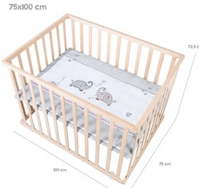 Natúr színű gurulós járóka 100x75 cm Jumbo Twins – Roba