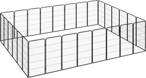 vidaXL 28-paneles fekete porszórt acél kutyakennel 50 x 100 cm