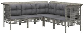6 részes szürke polyrattan kerti ülőgarnitúra párnákkal