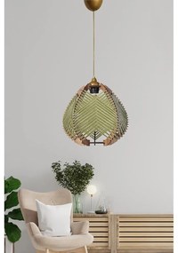 Zöld-natúr színű függőlámpa textil búrával ø 25 cm – Opviq lights