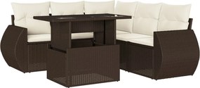 vidaXL 6 részes barna polyrattan kerti ülőgarnitúra párnával