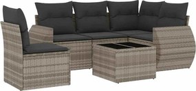 vidaXL 6 részes világosszürke polyrattan kerti ülőgarnitúra párnákkal
