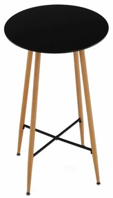 Bárasztal, fekete/tölgy, átmérő 60 cm, IMAM