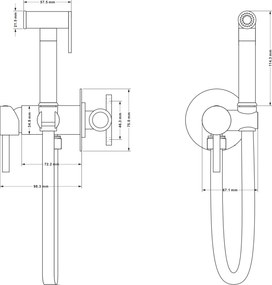 Mexen Elba, rejtett bidé csaptelep kézi spray-vel, fekete matt, 7599250-70