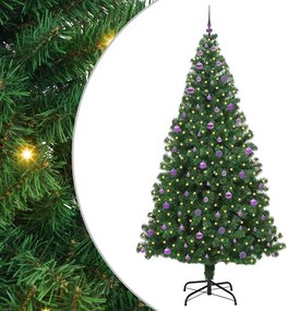vidaXL Mű karácsonyfa 300 LED-del Zöld 240 cm PVC és Acél és Műanyag